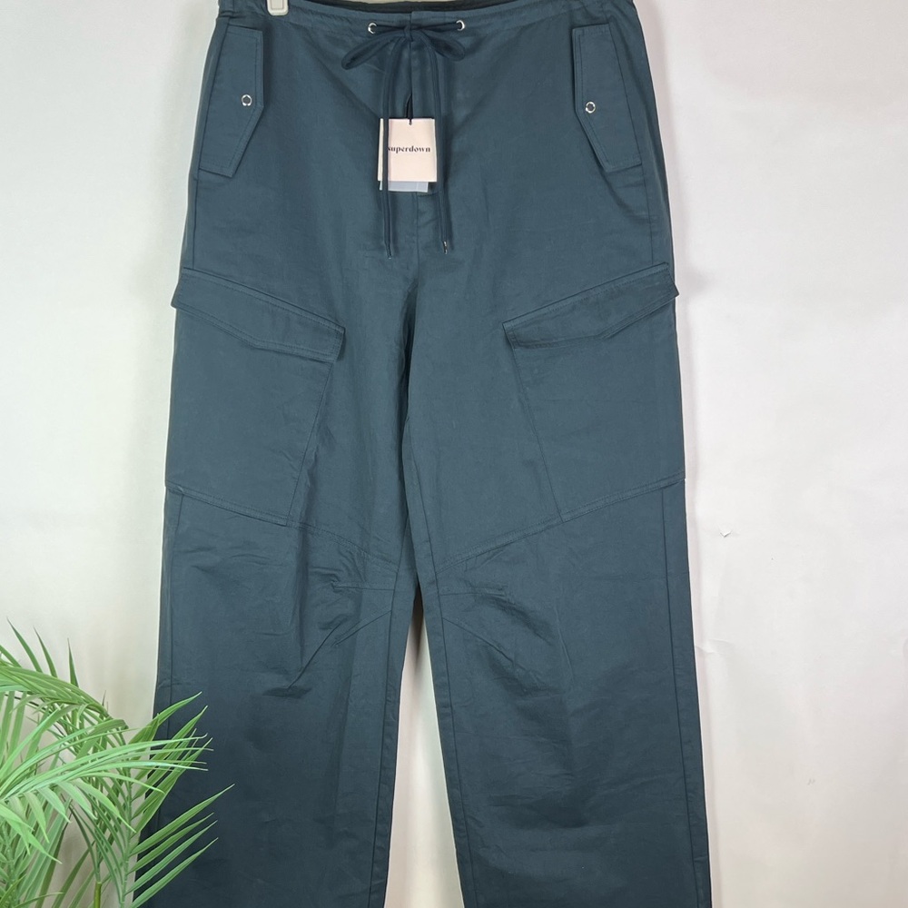 NWT superdown x Maggie MacDonald Beck Cargo Pant Baggie Wide Large Green Revolve - Picture 2 of 8